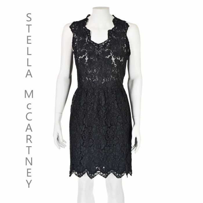 STELLA McCARTNEY Vintage Black Lace Sleeveless Fit & Flare Mini Party Dress  SIZE 8