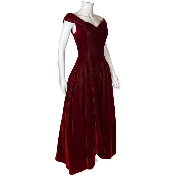 Vintage 1980s Red Velvet Ball Gown by Victor Costa Size S | Fashion  Conservatory
