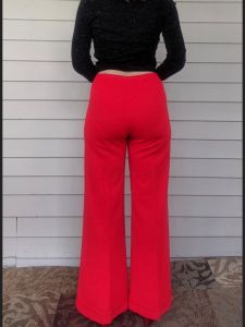 70s Red Bellbottom Pants Acrylic Bell Flare Vintage XS - Fashionconservatory.com