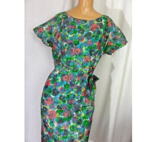 Plus Size Vintage 1950s Dress Floral Print Sheath ''Fashions by Grace Adams'' - Fashionconservatory.com