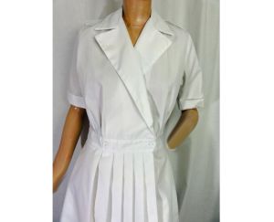 Vintage 70s White Nurse Uniform Dress Costume NOS Waitress Maid Cotton Deadstock - Fashionconservatory.com