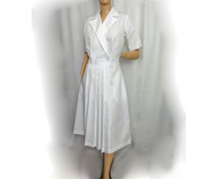 Vintage 70s White Nurse Uniform Dress Costume NOS Waitress Maid Cotton Deadstock