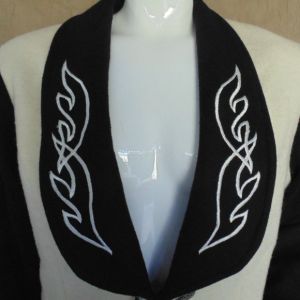 Western RIDING Jacket, M/L, Wool, Black/Ivory, Conchos, Embroidered, Long sleeve - Fashionconservatory.com