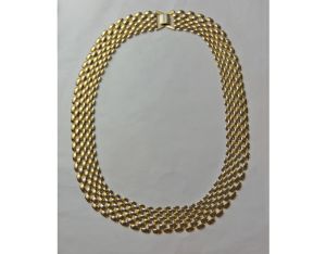 Vintage Gold Tone Mesh Necklace Choker Collar Dramatic Minimalist - Fashionconservatory.com