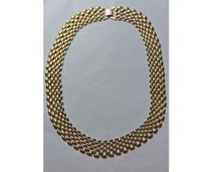 Vintage Gold Tone Mesh Necklace Choker Collar Dramatic Minimalist