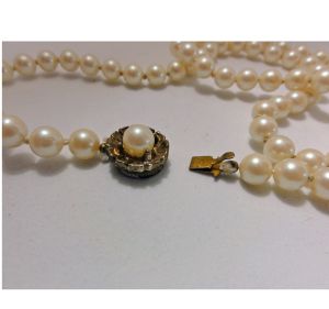 Vintage 1960s Faux Pearl Necklace 24'' Long Single Strand Knotted Wedding Bridal Jewelry - Fashionconservatory.com