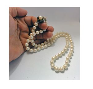 Vintage 1960s Faux Pearl Necklace 24'' Long Single Strand Knotted Wedding Bridal Jewelry