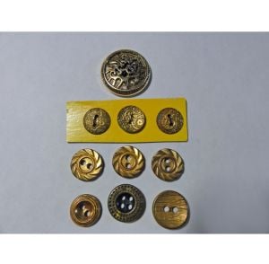 Vintage 1950s Metal Buttons Gold Tone Brass Assortment Mixed Lot of 23 Repair Replace Repurpose - Fashionconservatory.com