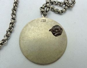 Vintage Coro Disc Pendant Necklace Designer Signed Gold Tone - Fashionconservatory.com