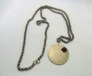 Vintage Coro Disc Pendant Necklace Designer Signed Gold Tone