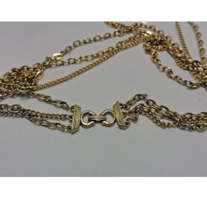 Vintage 1970s Necklace 3 Strand Gold Tone Multi Chain Flapper Style 32'' Long - Fashionconservatory.com