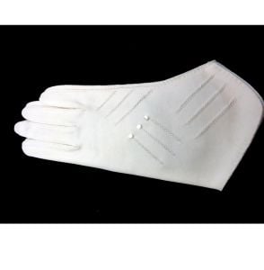 Vintage 1960s Gloves Off White Cotton Button & Handstitched Trim Deotte by Fownes from Penney's NOS