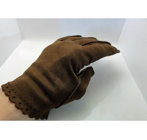 Vintage 1950s Gloves Cocoa Brown Crescendoe Label Deadstock Theater Costume