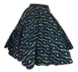 Vintage 1950s Black Print Full Circle Skirt Swing Dance Rockabilly