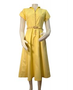 1950s bright yellow cotton dress