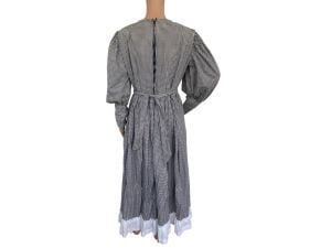 Homesteader Dress Revolutionary Colonial Pioneer Prairie Country 70s Gingham L - Fashionconservatory.com