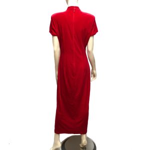 Red Velvet Stretch Maxi Dress - Fashionconservatory.com