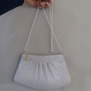 New Wave White Metal Vintage 80s Mesh Purse Handbag - Fashionconservatory.com
