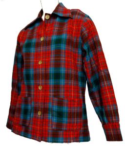 Vintage 1970s Pendleton Knockabouts Shirt Shacket Red Blue Green Plaid Wool with Pockets