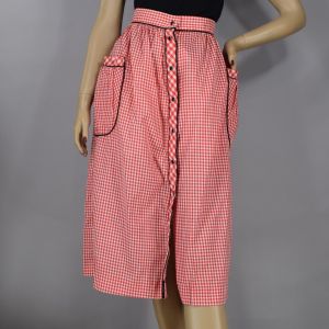 Western Pearl Snap Red & White Check Gingham Vintage 80s Skirt M