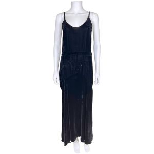 Vintage 1930s Black Velvet Dress with Jacket w Peek-a-Boo Sleeves Ladies Size L - Fashionconservatory.com