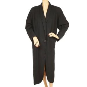 Vintage 1930s Black Wool Coat by Langburne Ladies Size L