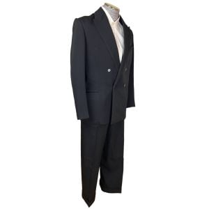 Vintage 1940s Mens Suit French Tailor Black Wool Sz M - Fashionconservatory.com