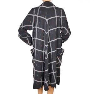 Vintage 1950s Checked Grey Wool Swing Coat with Coloured Flecks Ladies Size L - Fashionconservatory.com