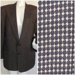 MANI Suit Coat, 43R, Honeycomb pattern, 2 buttons, Boxy, Tan/Black