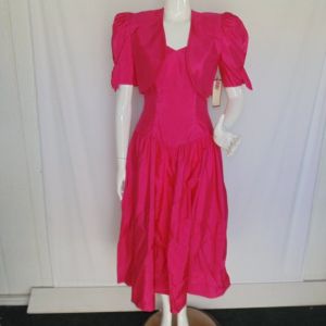 new Vintage Prom/Bridesmaid Dress/Bolero Jacket Set, XS, Pink, Strappy