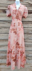 Handmade 1970s Vintage Dress, Pink and Brown Floral Bridesmaid Dress - 2 of 2  Matching