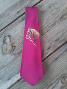 1940s Hand Painted Horse Necktie Equestrian Style - Fashionconservatory.com
