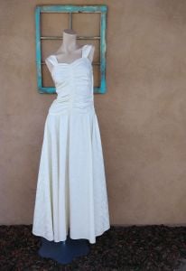 1940s Evening Gown Wedding Dress with Bustle Sz S B32 W27 - Fashionconservatory.com