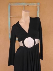 1970s Black Mod Space Age Maxi Dress Sz S  - Fashionconservatory.com