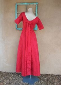 1960s Red Brocade Evening Gown Wedding Dress Sz S W26
