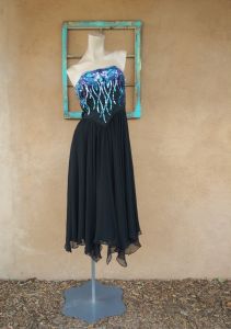1980s Strapless Sequin Dress Eletra Casadei Sz S M