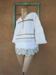 1970s White Cotton Blouse by Georgia Charuhas Sz S - Fashionconservatory.com