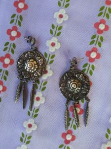1990s Silver Dangle Butterfly Earrings Navajo