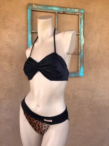 1980s Bikini Swimsuit Cheetah Print Bathing Suit Sz S M
