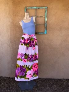1960s Pink Barkcloth Maxi Skirt Hawaiian Style Sz  M L - Fashionconservatory.com