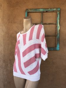 1980s Oversized Pink Striped Sweater Sz OS - Fashionconservatory.com