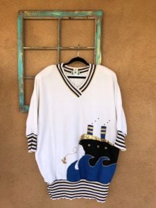 1980s Nautical Themed Oversized Slouch T Shirt 