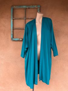 1980s Loose Fitting Teal Wrap Cape Jacket OS