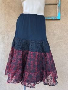 1960s Black and Red Tulle Crinoline Slip Underskirt Sz S M to W 29