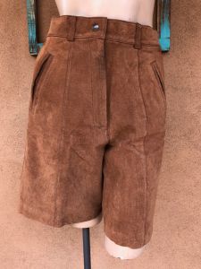 1980s High Waisted Suede Shorts Sz S W26 28
