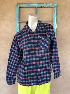 1940s 1950s Plaid Flannel Shirt Youth Sz 16 Womens S - Fashionconservatory.com