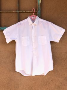 1960s Mens White Cotton Shirt Short Sleeves Sz 40 42