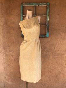 1960s Gold Lurex Cocktail Dress Sz S