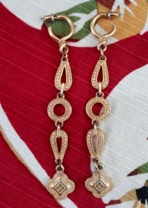 1990s Gold Dangle Pierced Earrings Avant Garde