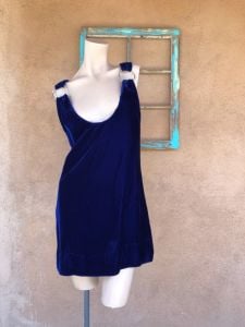 1960s Midnight Blue Velvet Mini Dress Sz M